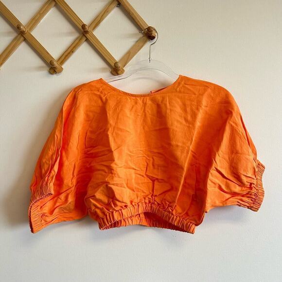 Stockholm Atelier & Other Stories Linen Orange Crop Top and Midi Skirt Set XS/2 - Picture 4 of 12